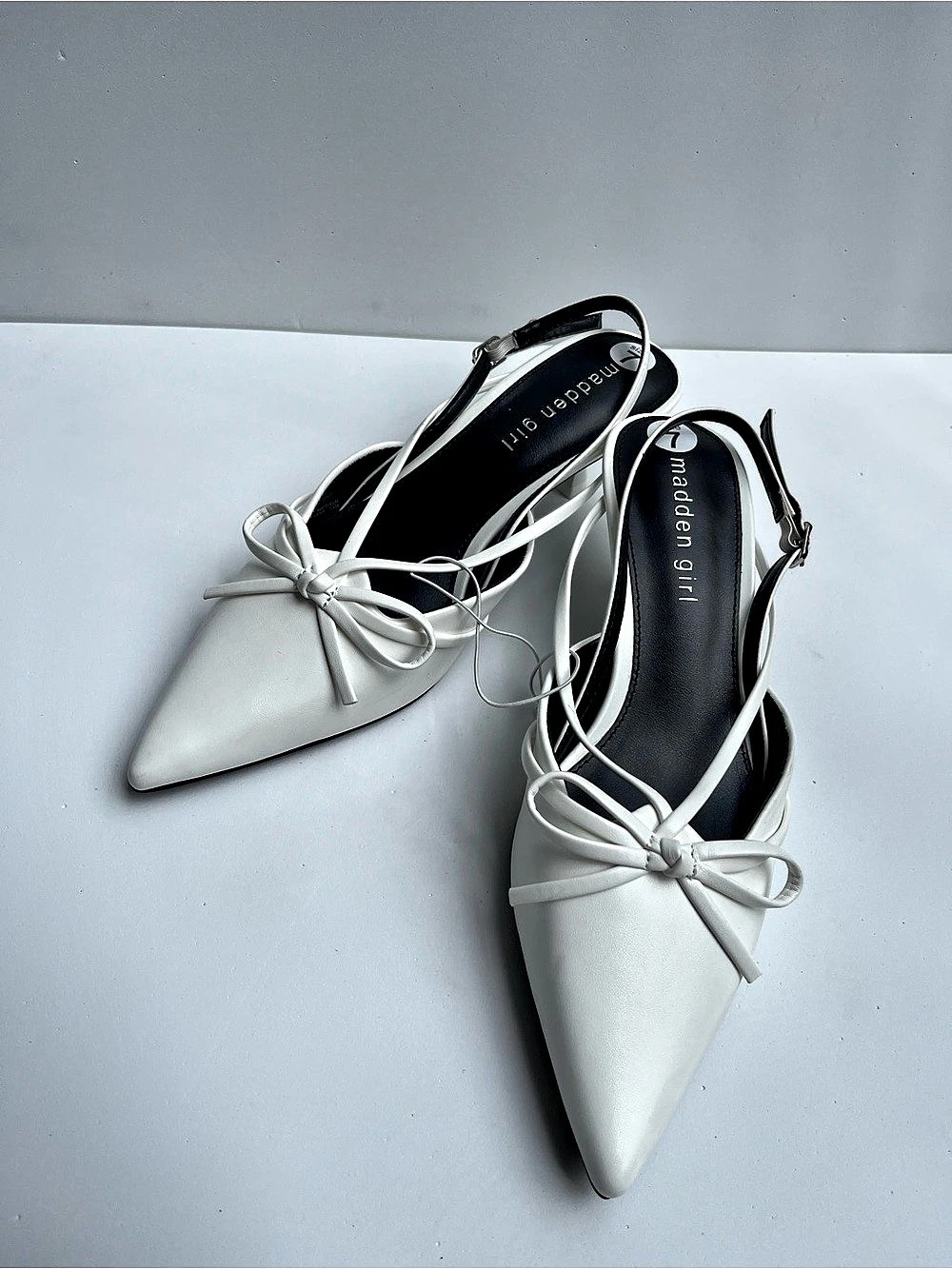 New Madden Girl White Slingback Kitten Heels